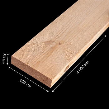 картинка Доска обрезная камерной сушки 50*150*4000мм ель/сосна 1-2 сорт дисковый распил (10-18%) от магазина Кубатура