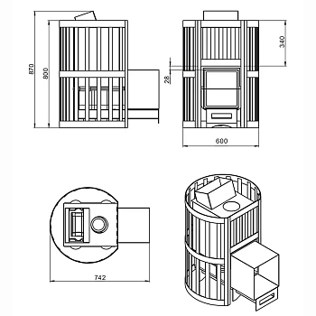 картинка Печь банная Везувий Ураган Ковка 16 (224) Чугун от магазина Кубатура