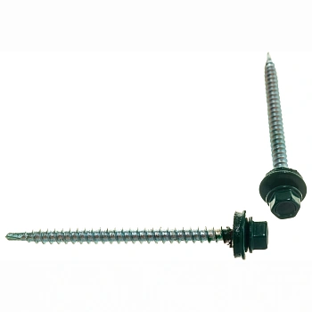 картинка Саморезы кровельные 4,8*70мм RAL 6005 (зеленый мох) металл/дерево от магазина Кубатура