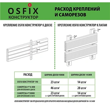 картинка OSFIX Конструктор 190 скрытый крепеж для деревянных фасадов, цинк от магазина Кубатура
