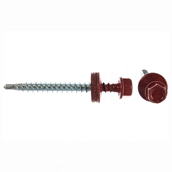 картинка Саморезы кровельные 4,8*50мм RAL 3005 (красное вино) металл/дерево от магазина Кубатура