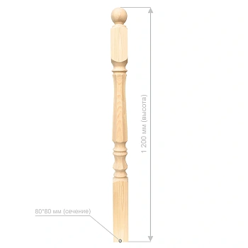 картинка Столб начальный 80*80*1200мм №30 Сосна сорт Экстра сращенный от магазина Кубатура