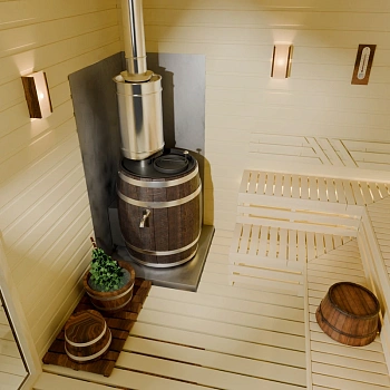 картинка Печь банная паровая Скоропарка 2012 inox Люмина Баррель палисандр от магазина Кубатура