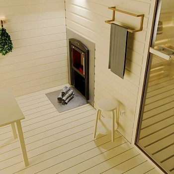 картинка Печь банная каменка Гейзер 2014 inox Витра с закрытой каменкой, антрацит (камни 63кг/до 18м³) от магазина Кубатура