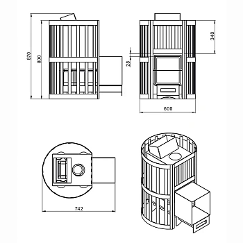картинка Печь банная Везувий Ураган стандарт 16 (ДТ-4) Чугун от магазина Кубатура