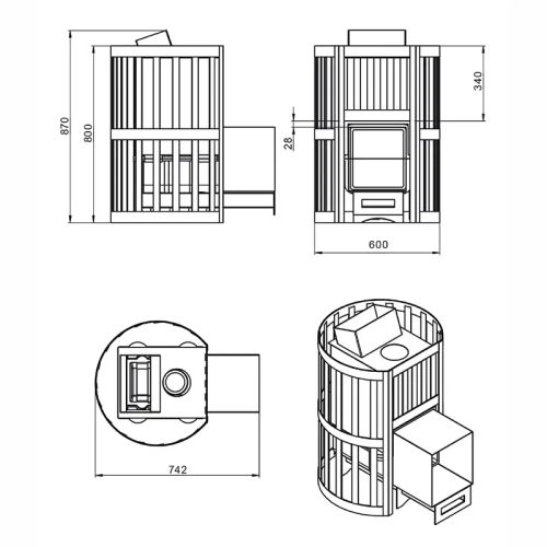 картинка Печь банная Везувий Ураган стандарт 16 (ДТ-4) Чугун от магазина Кубатура