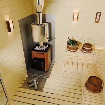 картинка Печь банная каменка Оса Carbon с дверцей антрацит, терракота (камни 25кг/4мм сталь/до 9м³) от магазина Кубатура