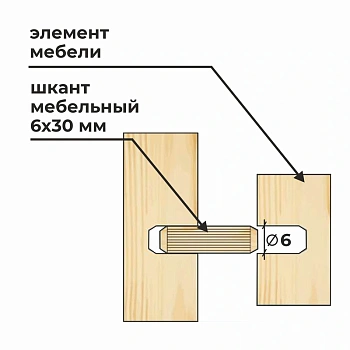 картинка Шкант мебельный ПРОФЕССИОНАЛ 6*30мм бук (40шт/уп) от магазина Кубатура