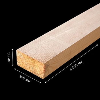 картинка Доска обрезная 50*100*6000мм 1-3 сорт (ГОСТ 8486-86) естественной влажности хвойные породы от магазина Кубатура