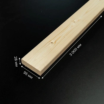 картинка Доска строганая камерной сушки 28*95*3000мм сорт AB ель/сосна (с фаской на углах) от магазина Кубатура