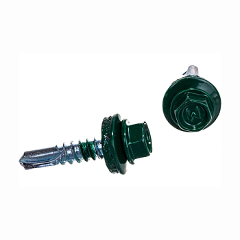 картинка Саморезы кровельные 5,5*25мм RAL 6005 (зеленый мох) металл/металл от магазина Кубатура