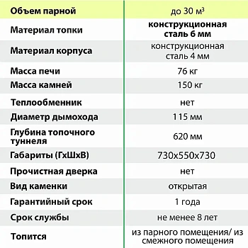 картинка Печь банная Радуга ПБ-33 без теплообменника, сталь 6мм от магазина Кубатура