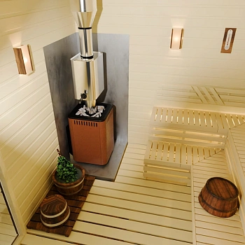 картинка Печь банная каменка Оса Carbon с дверцей антрацит, терракота (камни 25кг/4мм сталь/до 9м³) от магазина Кубатура