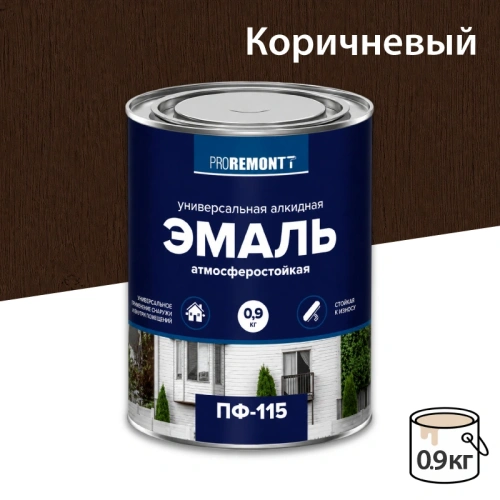 картинка Эмаль ПФ-115 коричневый 0.9кг Proremontt от магазина Кубатура