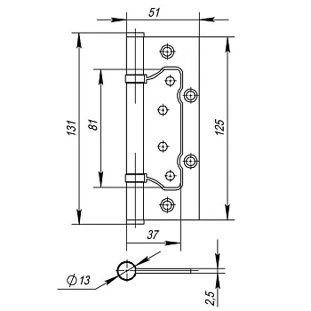 картинка Петля накладная Punto 200-2B 125*2.5мм латунь от магазина Кубатура