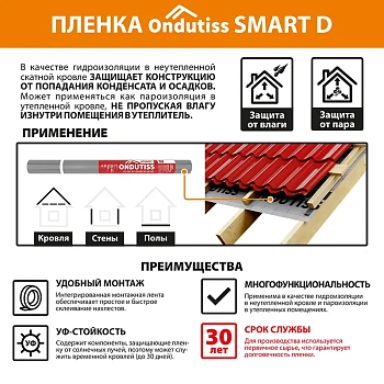 картинка Пленка ONDUTISS Smart D гидроизоляционная  (S70м², P80 г/м²) от магазина Кубатура