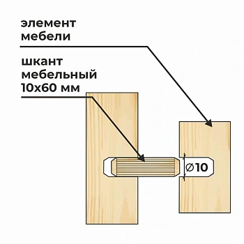 картинка Шкант мебельный ПРОФЕССИОНАЛ 10*60мм бук (40шт/уп) от магазина Кубатура