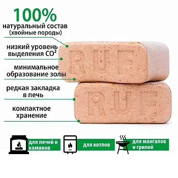 картинка Tопливный брикет RUF Xвоя 10кг от магазина Кубатура