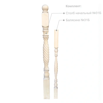 картинка Столб начальный 80*80*1200мм №31Б Береза сорт Экстра сращенный от магазина Кубатура