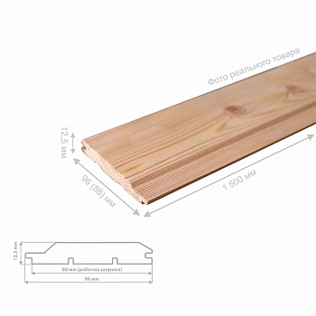 картинка Евровагонка лиственница 12,5*96(88)*1500мм сорт AB цельная (10шт/уп) от магазина Кубатура