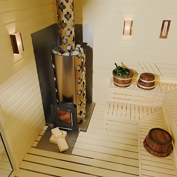 картинка Печь банная Арабеска XXL inox Люмина, черная бронза (камни 154кг/до 24м³) от магазина Кубатура