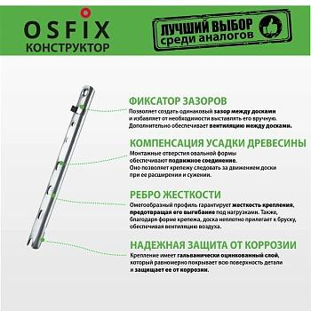 картинка OSFIX Конструктор 145 скрытый крепеж для деревянных фасадов, цинк от магазина Кубатура