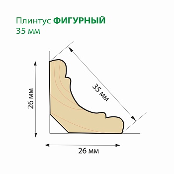 картинка Плинтус липа фигурный 35*2000мм сорт А цельный от магазина Кубатура