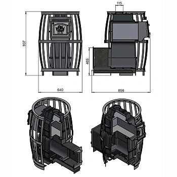 картинка Печь банная Везувий Легенда Русский пар Ковка 24 (271) Чугун от магазина Кубатура