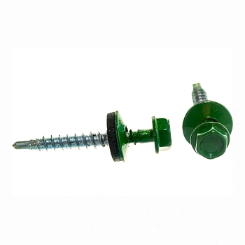 картинка Саморезы кровельные 4,8*35мм RAL 6002 (зеленая листва) металл/дерево от магазина Кубатура