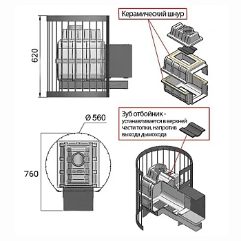 картинка Печь банная Везувий Легенда стандарт 22 (ДТ-4) Чугун от магазина Кубатура