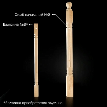 картинка Столб начальный 80*80*1200мм №8 Сосна сорт Экстра сращенный от магазина Кубатура