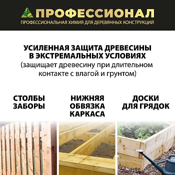 картинка Антисептик невымываемый ПРОФЕССИОНАЛ EXTREME для агрессивной среды, готовый состав, зеленый 10л от магазина Кубатура