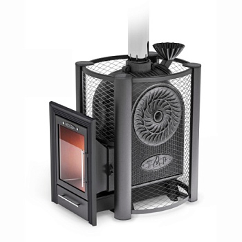 картинка Печь банная Черная жемчужина Люмина Плюс с нерж. закр. каменкой антрацит (4мм сталь/до 20м³) от магазина Кубатура