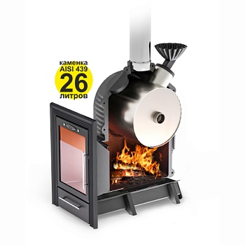 картинка Печь банная Черная жемчужина Люмина Плюс с нерж. закр. каменкой антрацит (4мм сталь/до 20м³) от магазина Кубатура