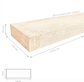 картинка Доска обрезная 50*150*6000мм 1-3 сорт ТУ естественной влажности осина от магазина Кубатура