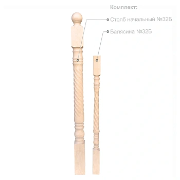 картинка Балясина 50*50*900мм №32Б Береза сорт Экстра сращенная от магазина Кубатура