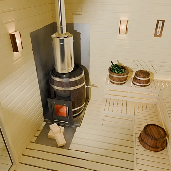 картинка Печь банная паровая Скоропарка 2012 inox Люмина Баррель палисандр от магазина Кубатура