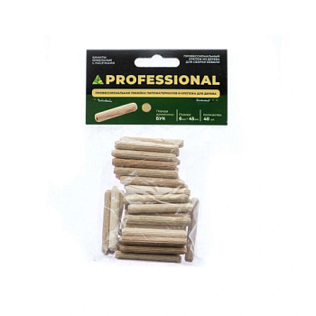 картинка Шкант мебельный ПРОФЕССИОНАЛ 6*45мм бук (40шт/уп) от магазина Кубатура