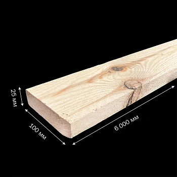 картинка Доска обрезная камерной сушки 25*100*6000мм 3-4 сорт (ГОСТ 26002-83) хвойные породы от магазина Кубатура