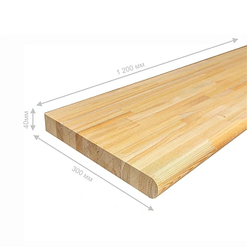 картинка Ступень 40*300*1200мм Лиственница сорт A сращенная (с фаской) от магазина Кубатура
