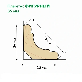 картинка Плинтус липа фигурный 35*2400мм сорт А цельный от магазина Кубатура