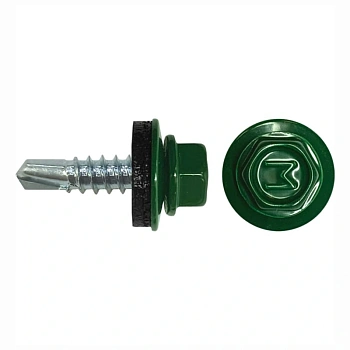 картинка Саморезы кровельные 5,5*19мм RAL 6005 (зеленый мох) металл/металл от магазина Кубатура