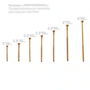 картинка Cаморезы для скрытого крепежа 3.5*60мм ПРОФЕССИОНАЛ Torx10 (100шт/уп) от магазина Кубатура