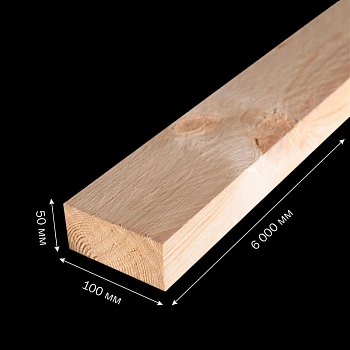 картинка Доска обрезная 50*100*6000мм 1 сорт дисковый распил, естественной влажности ель/сосна от магазина Кубатура