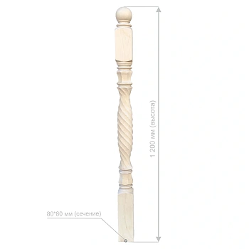 картинка Столб начальный 80*80*1200мм №31Б Береза сорт Экстра сращенный от магазина Кубатура