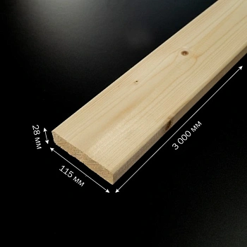 картинка Доска строганая камерной сушки 28*115*3000мм сорт AB ель/сосна (с фаской на углах) от магазина Кубатура