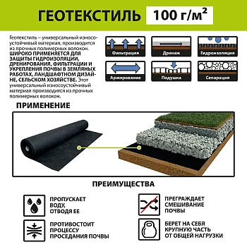 картинка Геотекстиль GEO 100 (S40м², P100г/м²) от магазина Кубатура