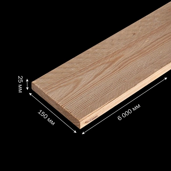 картинка Доска обрезная камерной сушки 25*150*6000мм ель/сосна 1-2 сорт дисковый распил (10-18%) от магазина Кубатура