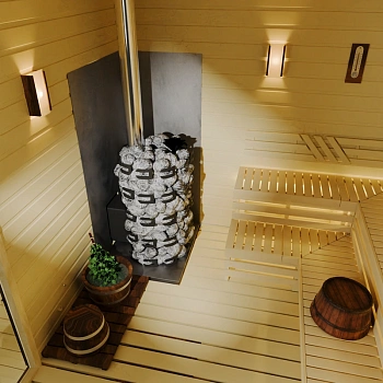 картинка Печь-несетка банная Семирамида inox Люмина, антрацит (камни 137кг/до 18м³) от магазина Кубатура