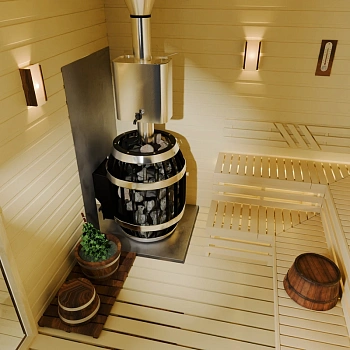 картинка Печь банная сетка Саяны Cast с дверцей антрацит (камни 90кг/до 18м³) от магазина Кубатура